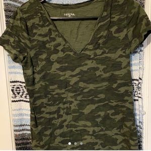 green camo v neck t shirt